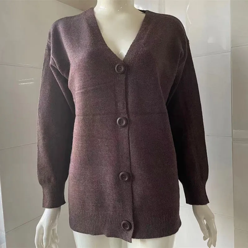 Korea Sweater Women Cardigan Trendy Slim Look V-Neck Plus Size Outerwear