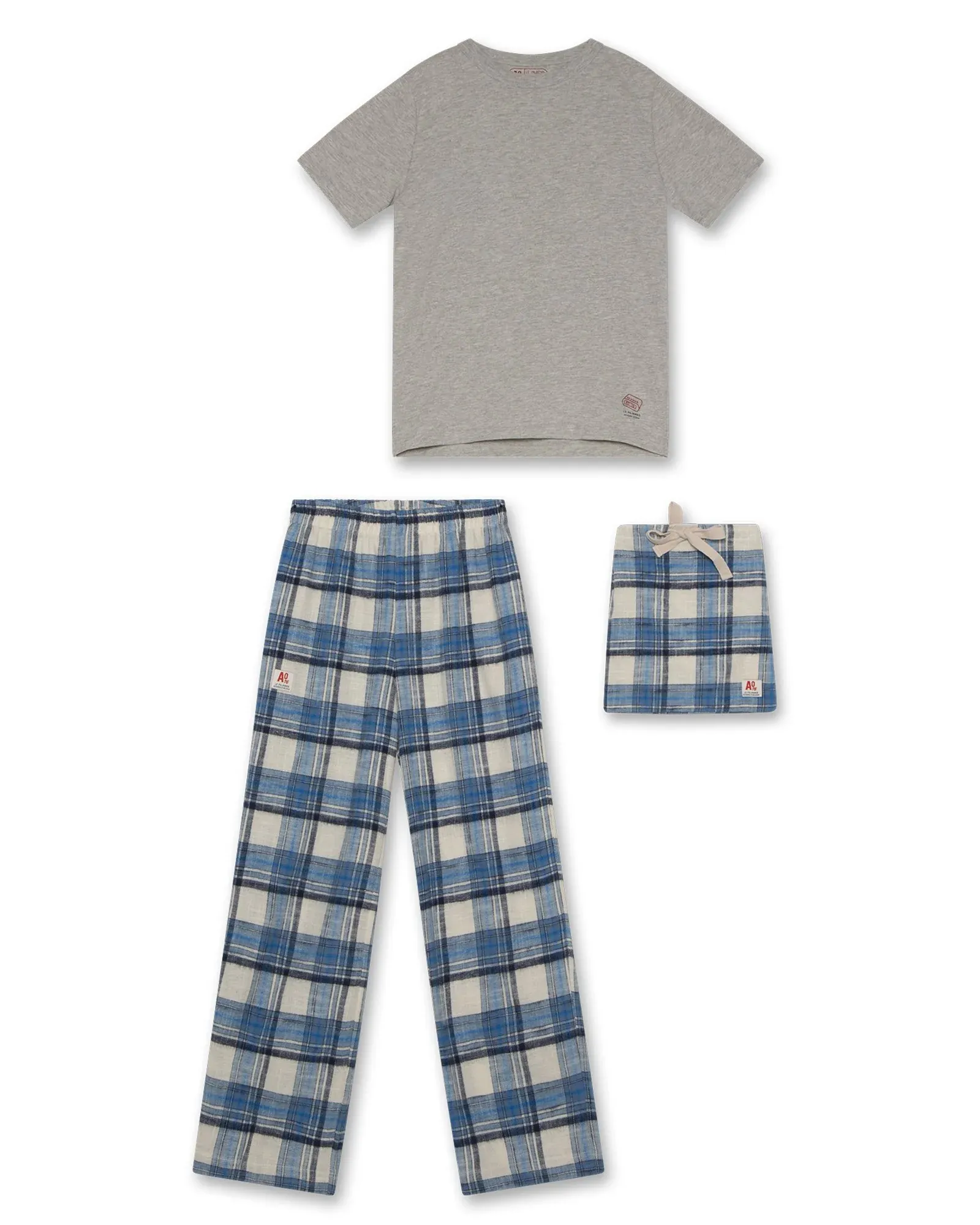 le pajama pants   t-shirt - blue mina check