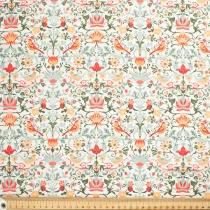 Maurice Style Collection #04 Multi Colour Birds & Floral on White Cotton Prints