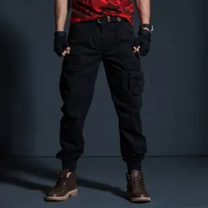 Men's Elastic Waist Cargo Pants with Pockets | Perfect for All-Season Wear