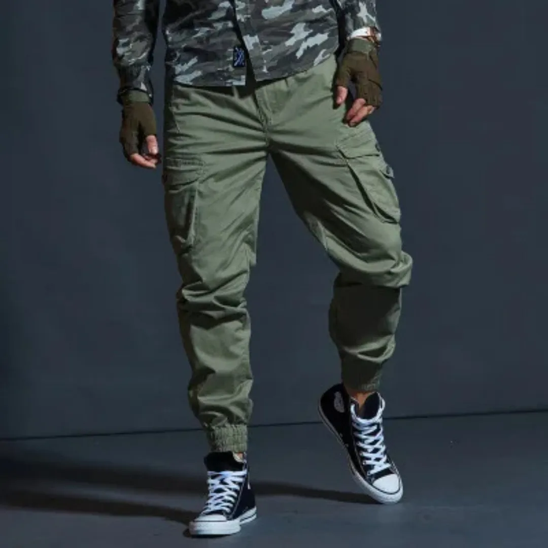 Men's Elastic Waist Cargo Pants with Pockets | Perfect for All-Season Wear