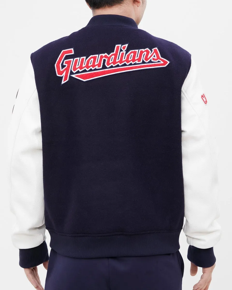 MLB CLEVELAND GUARDIANS CLASSIC WOOL MEN'S VARSITY JACKET (MIDNIGHT NAVY/WHITE)
