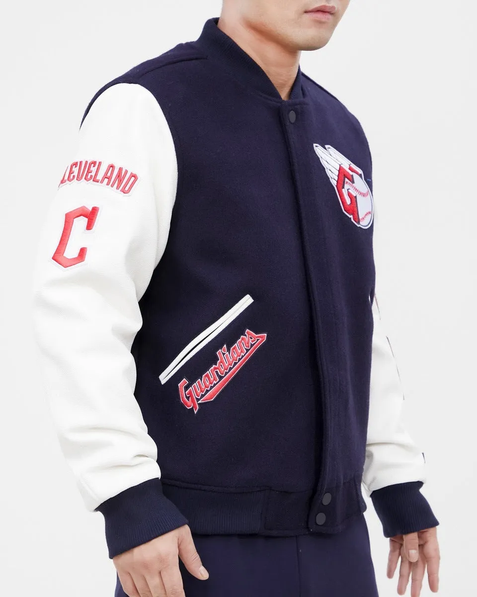MLB CLEVELAND GUARDIANS CLASSIC WOOL MEN'S VARSITY JACKET (MIDNIGHT NAVY/WHITE)