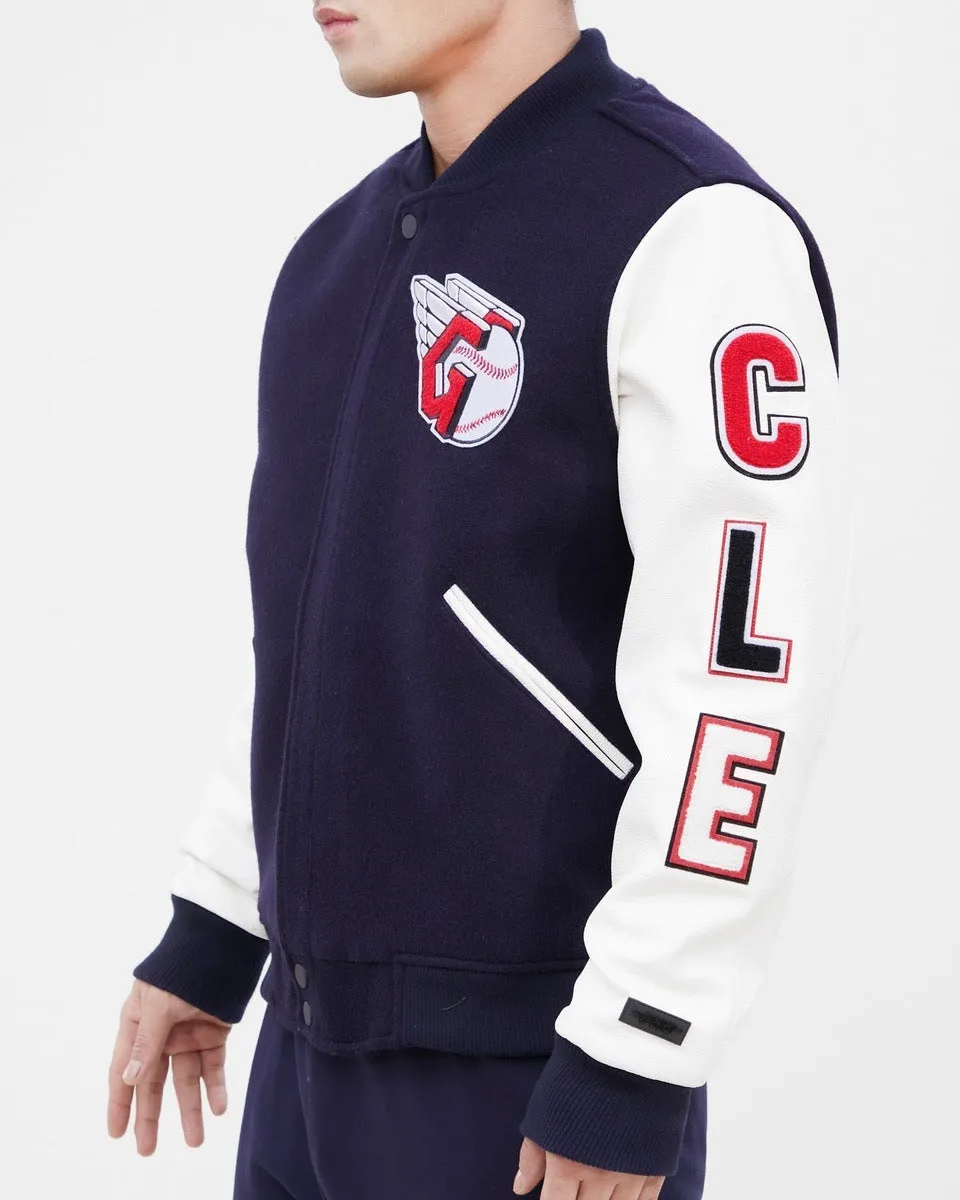 MLB CLEVELAND GUARDIANS CLASSIC WOOL MEN'S VARSITY JACKET (MIDNIGHT NAVY/WHITE)