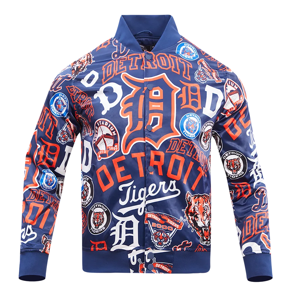 MLB DETROIT TIGERS AOP MEN'S SATIN JACKET (MIDNIGHT NAVY)