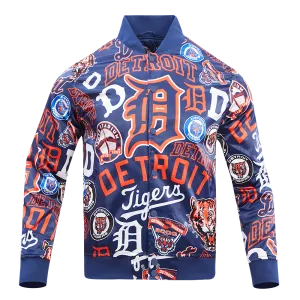 MLB DETROIT TIGERS AOP MEN'S SATIN JACKET (MIDNIGHT NAVY)