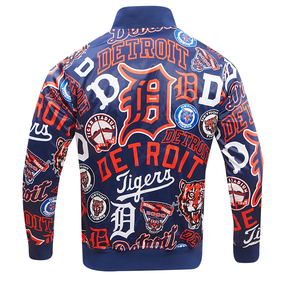 MLB DETROIT TIGERS AOP MEN'S SATIN JACKET (MIDNIGHT NAVY)