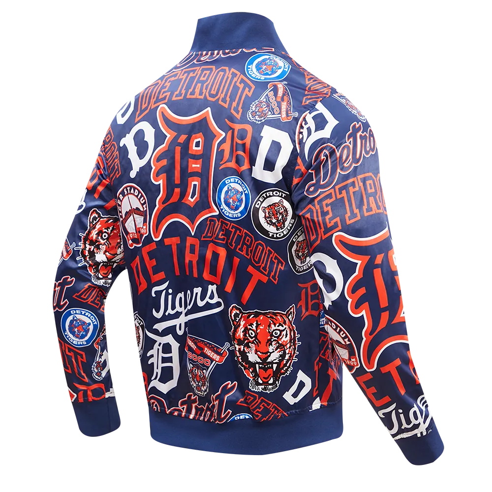 MLB DETROIT TIGERS AOP MEN'S SATIN JACKET (MIDNIGHT NAVY)