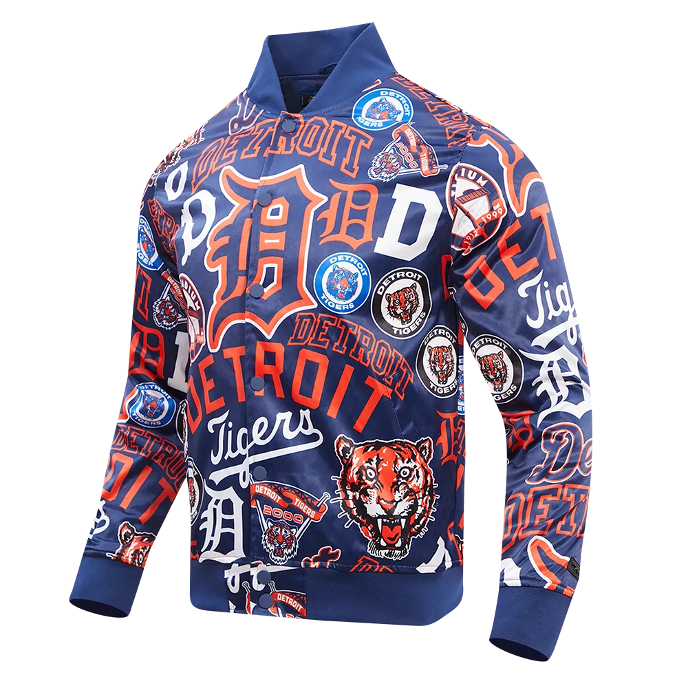 MLB DETROIT TIGERS AOP MEN'S SATIN JACKET (MIDNIGHT NAVY)