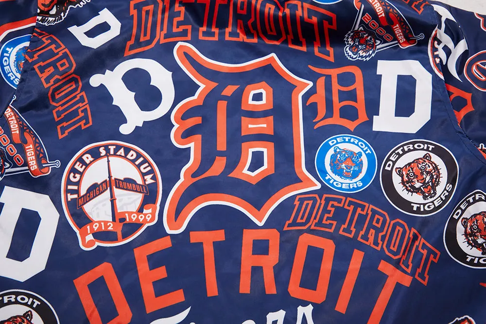 MLB DETROIT TIGERS AOP MEN'S SATIN JACKET (MIDNIGHT NAVY)
