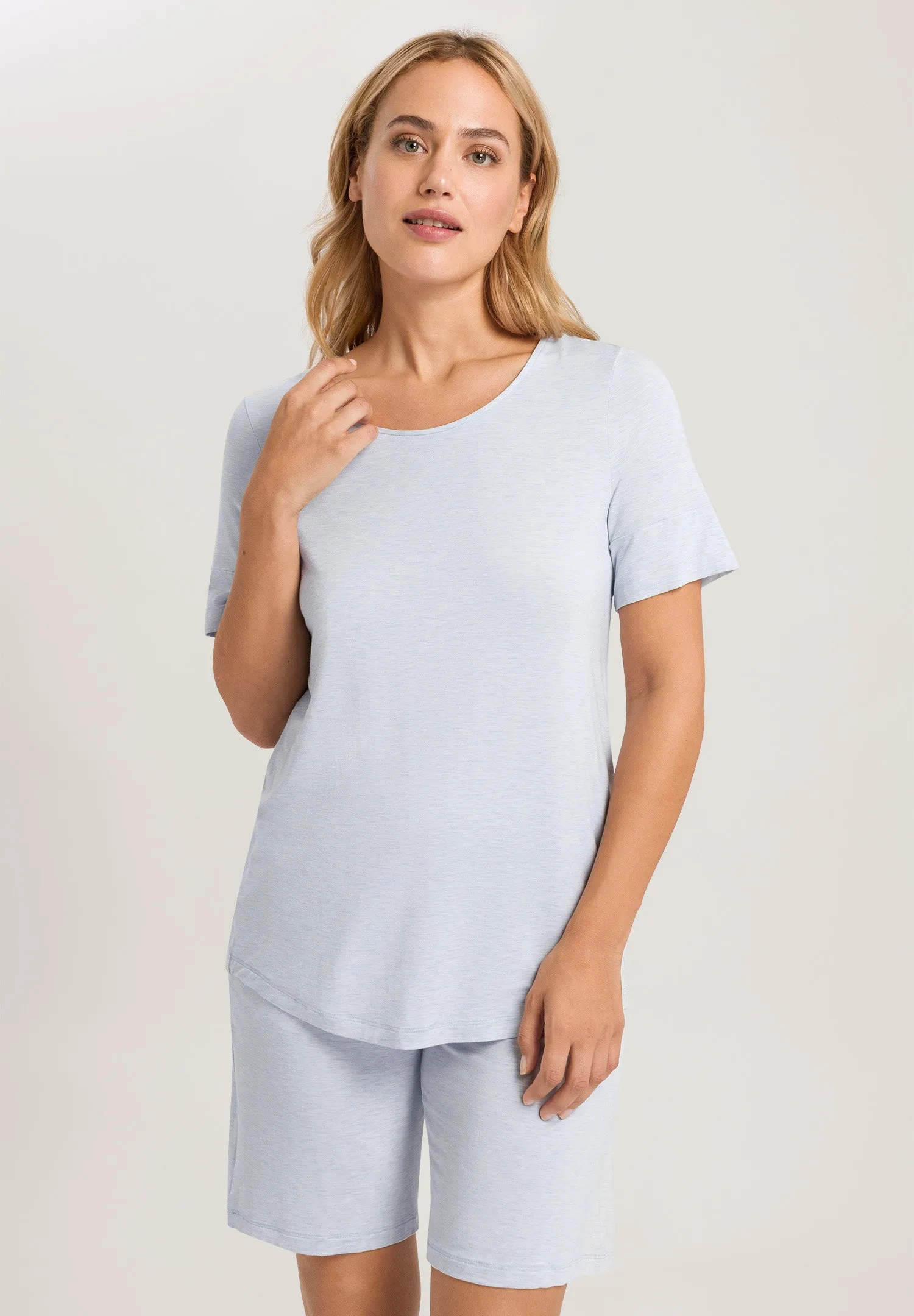 Natural Elegance Relaxed Round Neck Top | Whispering Blue 74902-2503