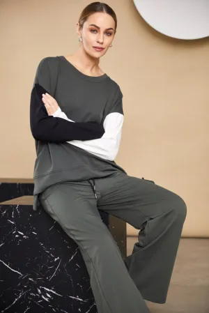 Naya Colour Block Sweatshirt- Anthracite