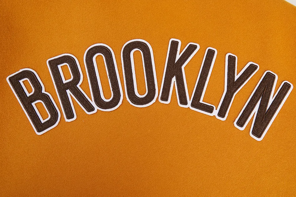 NBA BROOKLYN NETS CLASSIC WOOL MEN'S VARSITY JACKET (BROWN)
