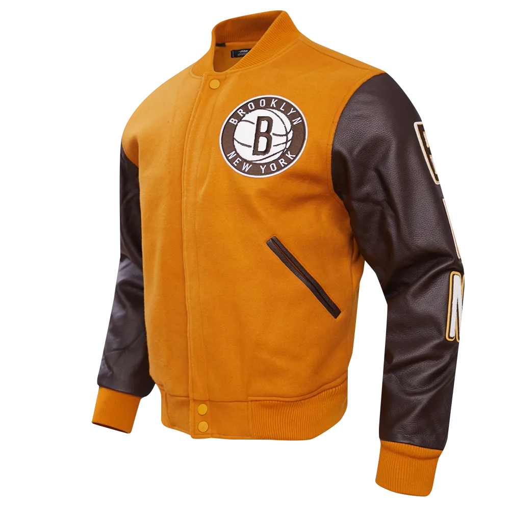 NBA BROOKLYN NETS CLASSIC WOOL MEN'S VARSITY JACKET (BROWN)