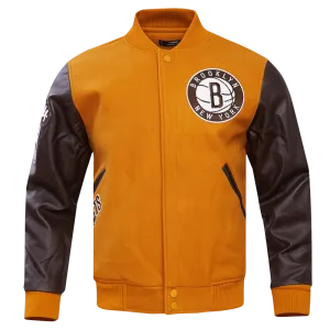 NBA BROOKLYN NETS CLASSIC WOOL MEN'S VARSITY JACKET (BROWN)