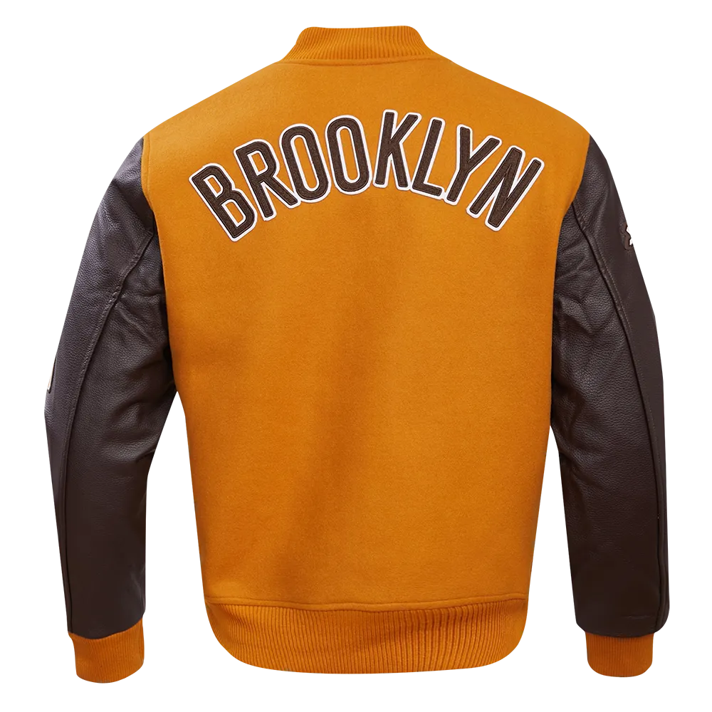 NBA BROOKLYN NETS CLASSIC WOOL MEN'S VARSITY JACKET (BROWN)