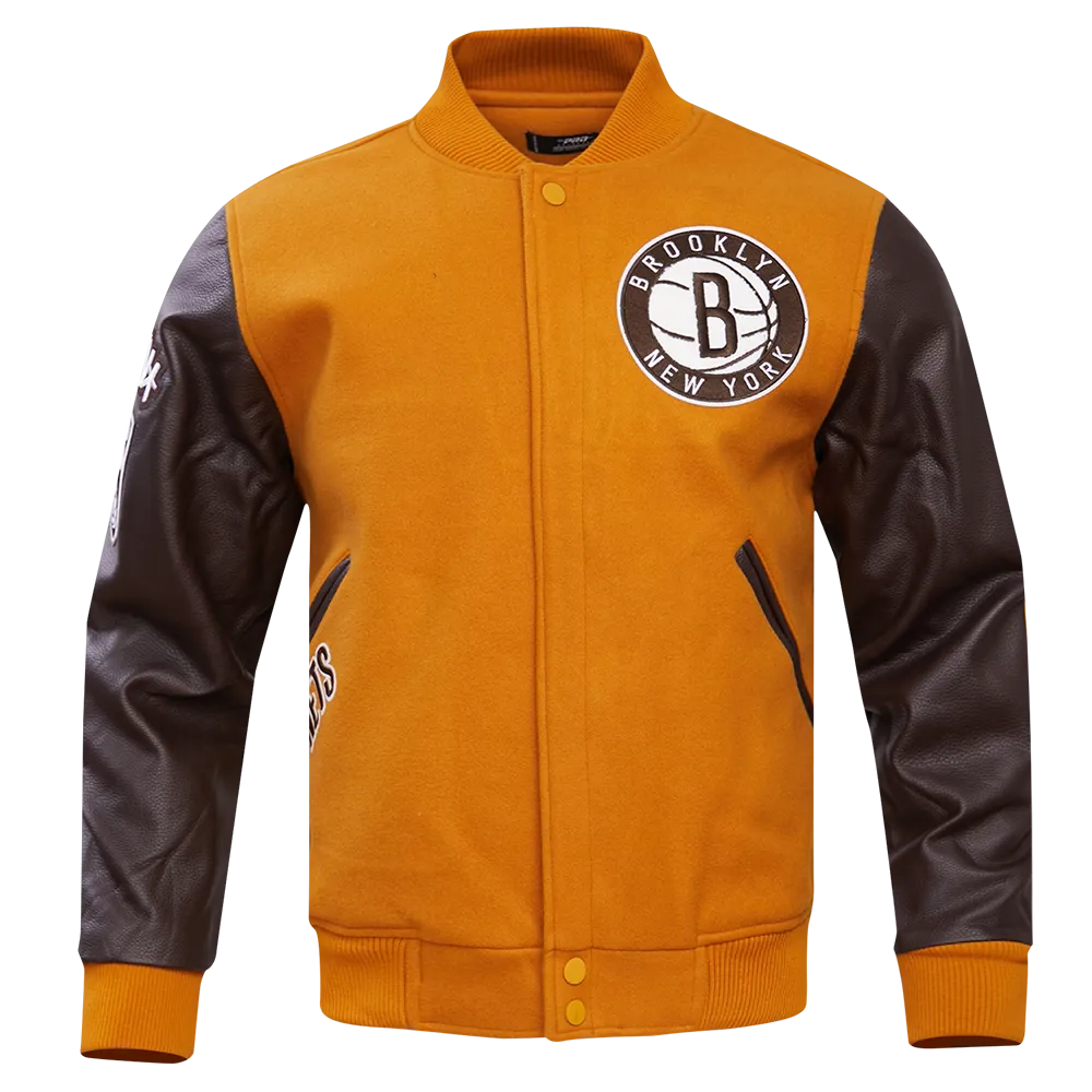 NBA BROOKLYN NETS CLASSIC WOOL MEN'S VARSITY JACKET (BROWN)