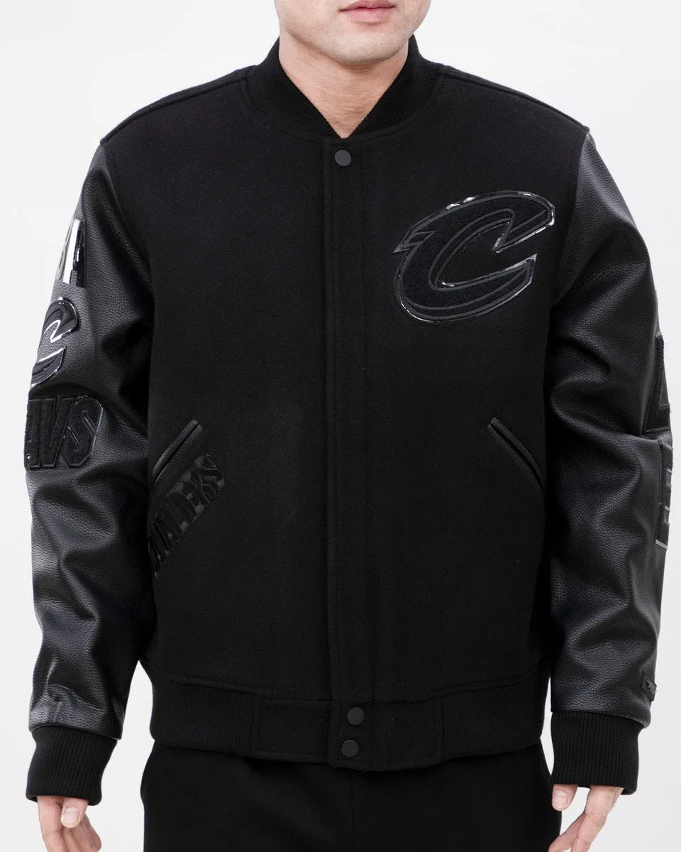 NBA CLEVELAND CAVALIERS TRIPLE BLACK WOOL MEN'S VARSITY JACKET (TRIPLE BLACK)