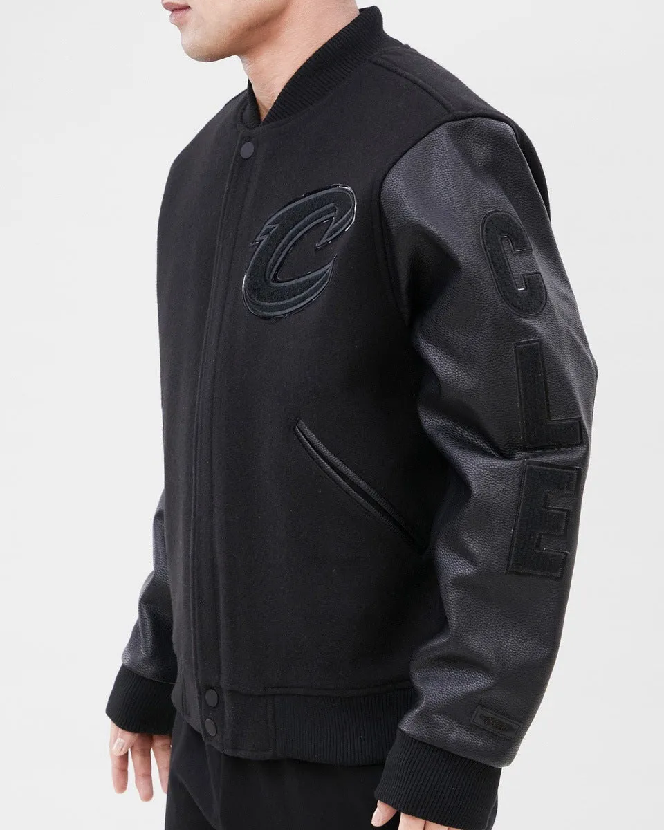 NBA CLEVELAND CAVALIERS TRIPLE BLACK WOOL MEN'S VARSITY JACKET (TRIPLE BLACK)