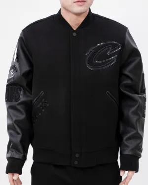NBA CLEVELAND CAVALIERS TRIPLE BLACK WOOL MEN'S VARSITY JACKET (TRIPLE BLACK)