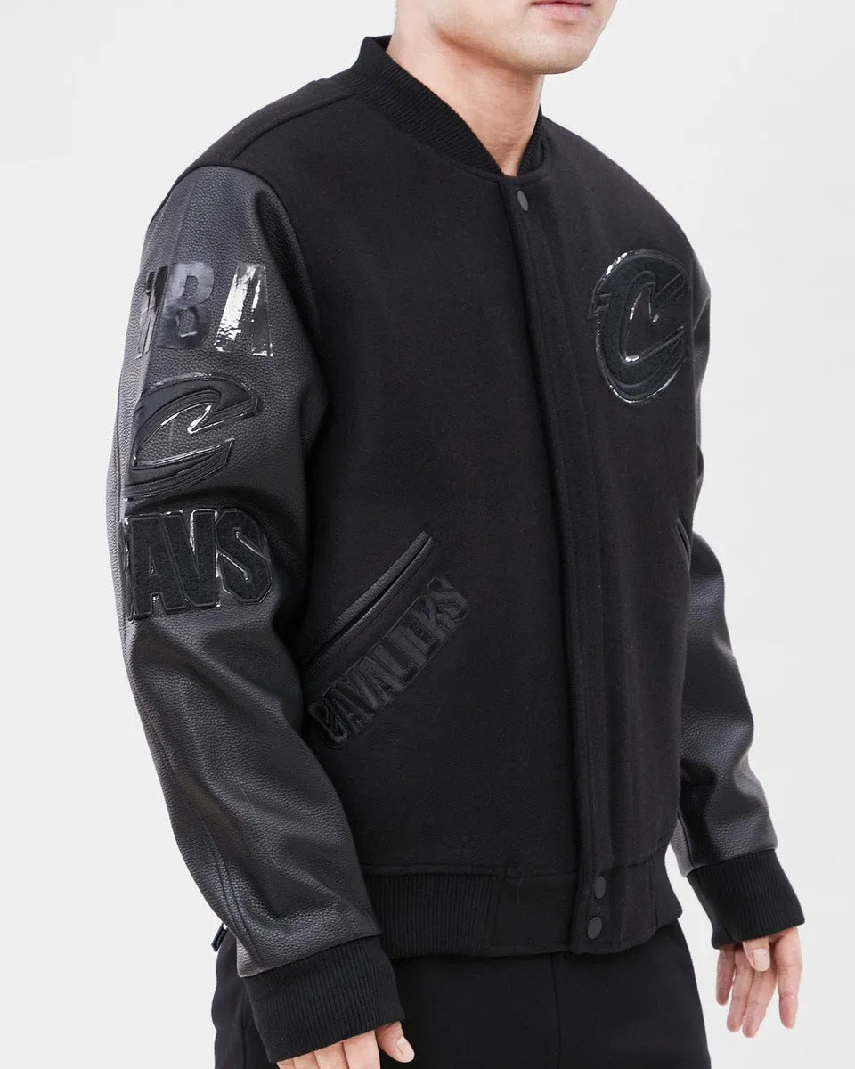 NBA CLEVELAND CAVALIERS TRIPLE BLACK WOOL MEN'S VARSITY JACKET (TRIPLE BLACK)