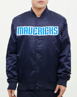 NBA DALLAS MAVERICKS WORDMARK MEN'S SATIN JACKET (MIDNIGHT NAVY)