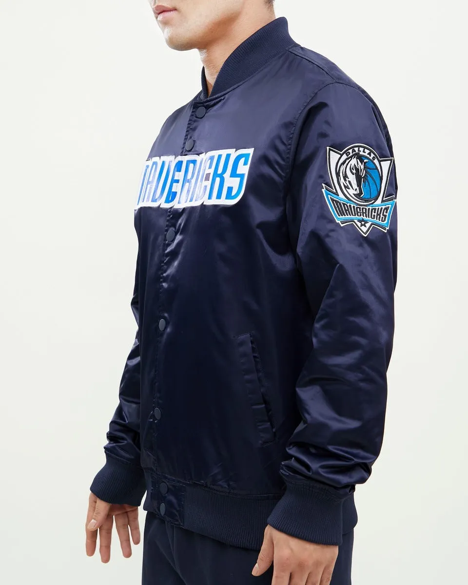 NBA DALLAS MAVERICKS WORDMARK MEN'S SATIN JACKET (MIDNIGHT NAVY)