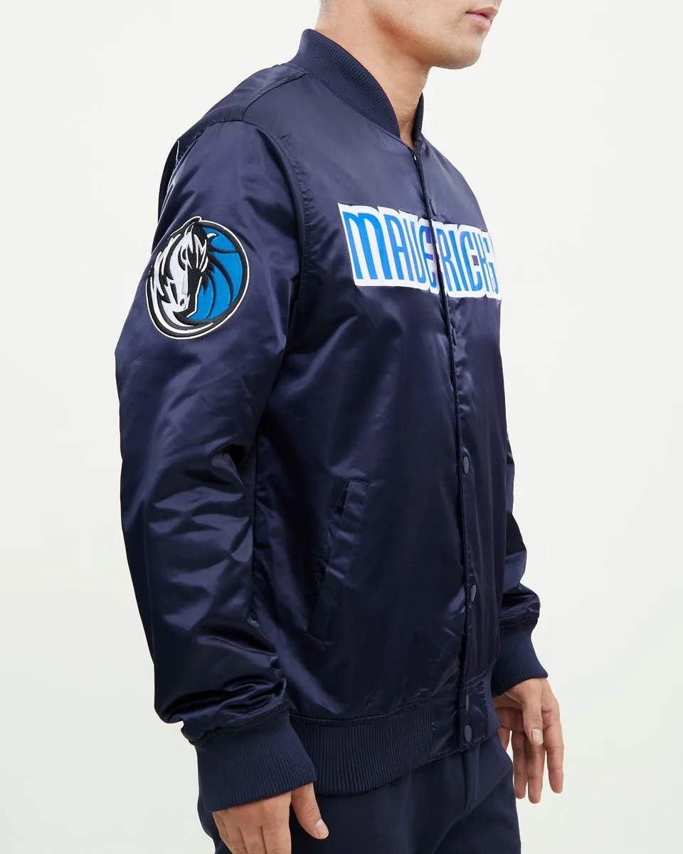 NBA DALLAS MAVERICKS WORDMARK MEN'S SATIN JACKET (MIDNIGHT NAVY)