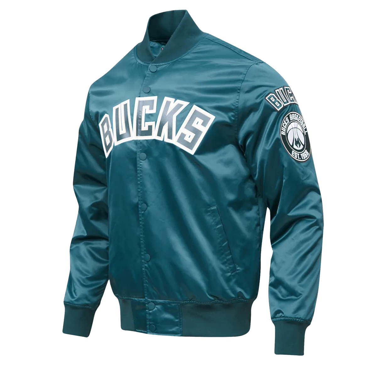 NBA MILWAUKEE BUCKS BIG LOGO MEN'S SATIN JACKET (FOR)