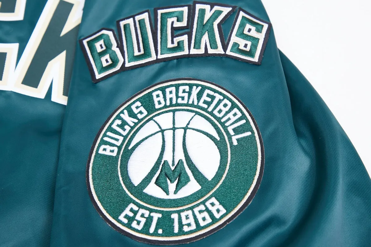 NBA MILWAUKEE BUCKS BIG LOGO MEN'S SATIN JACKET (FOR)