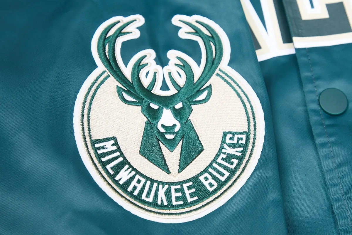NBA MILWAUKEE BUCKS BIG LOGO MEN'S SATIN JACKET (FOR)