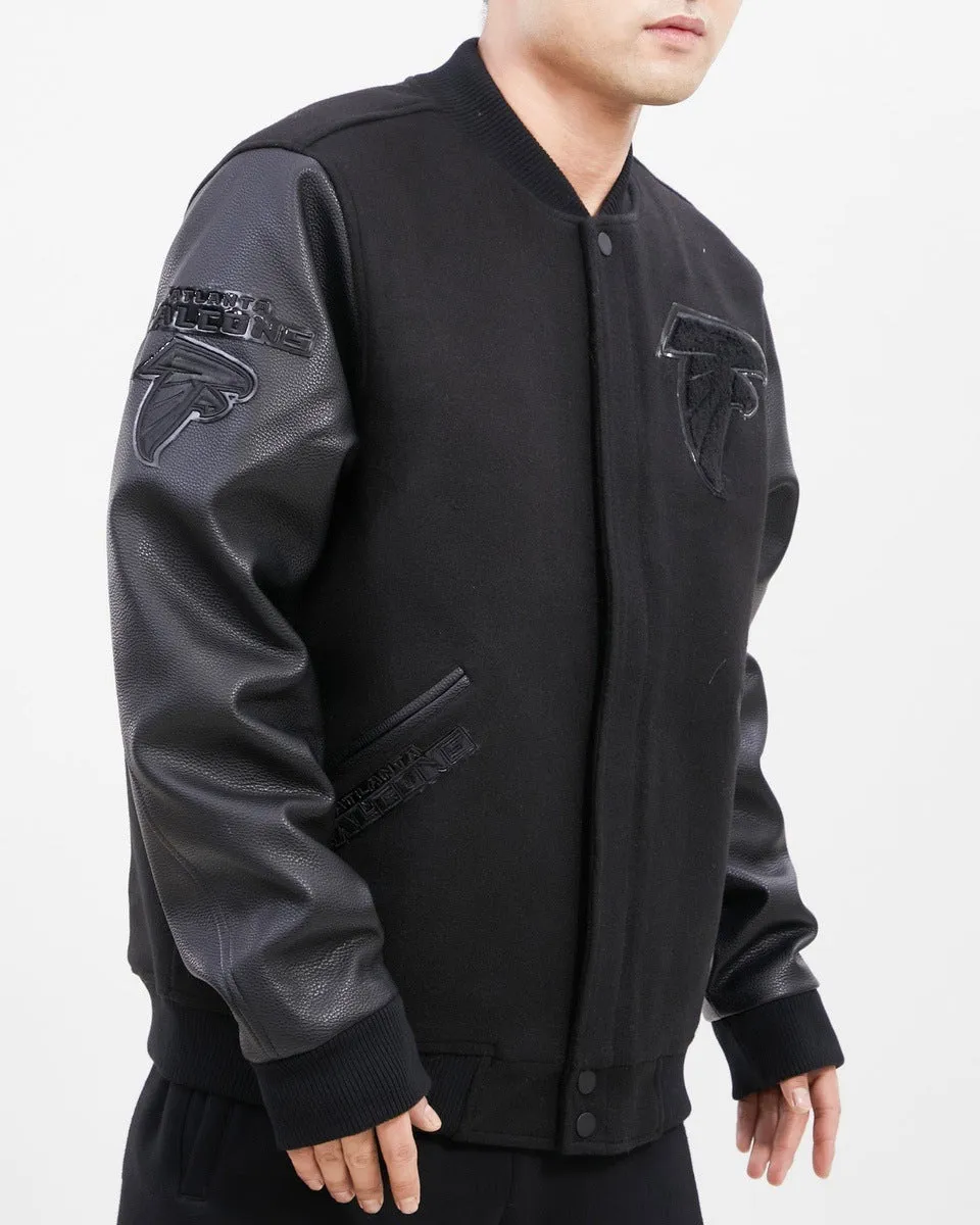 NFL ATLANTA FALCONS TRIPLE BLACK WOOL MEN'S VARSITY JACKET (TRIPLE BLACK)