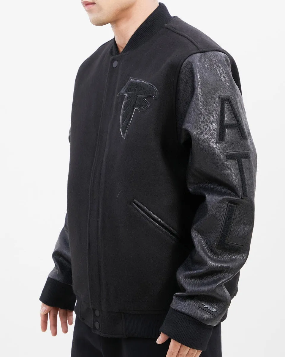 NFL ATLANTA FALCONS TRIPLE BLACK WOOL MEN'S VARSITY JACKET (TRIPLE BLACK)