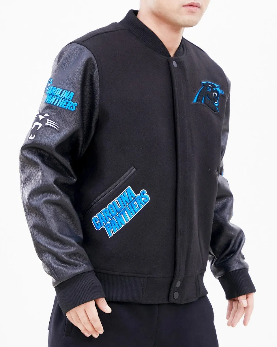 NFL CAROLINA PANTHERS CLASSIC WOOL MEN'S VARSITY JACKET (BLACK)
