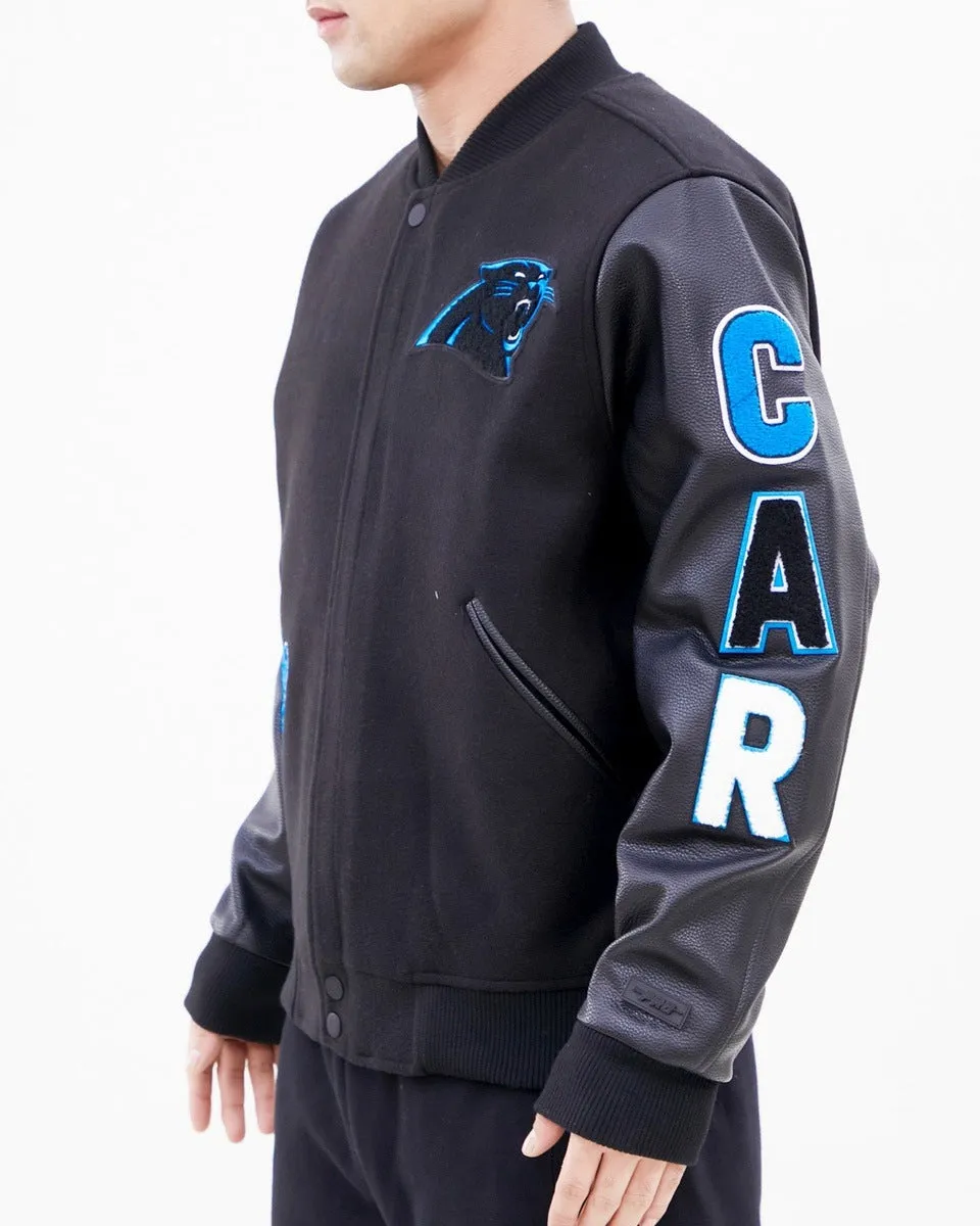 NFL CAROLINA PANTHERS CLASSIC WOOL MEN'S VARSITY JACKET (BLACK)