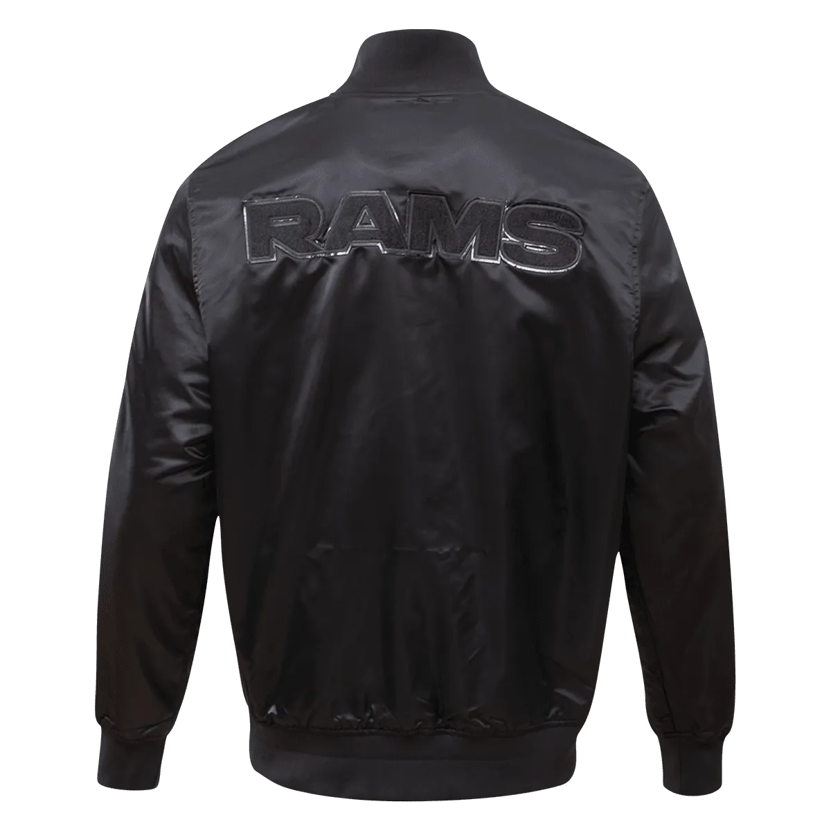 NFL LOS ANGELES RAMS TRIPLE BLACK MEN'S SATIN JACKET (TRIPLE BLACK)