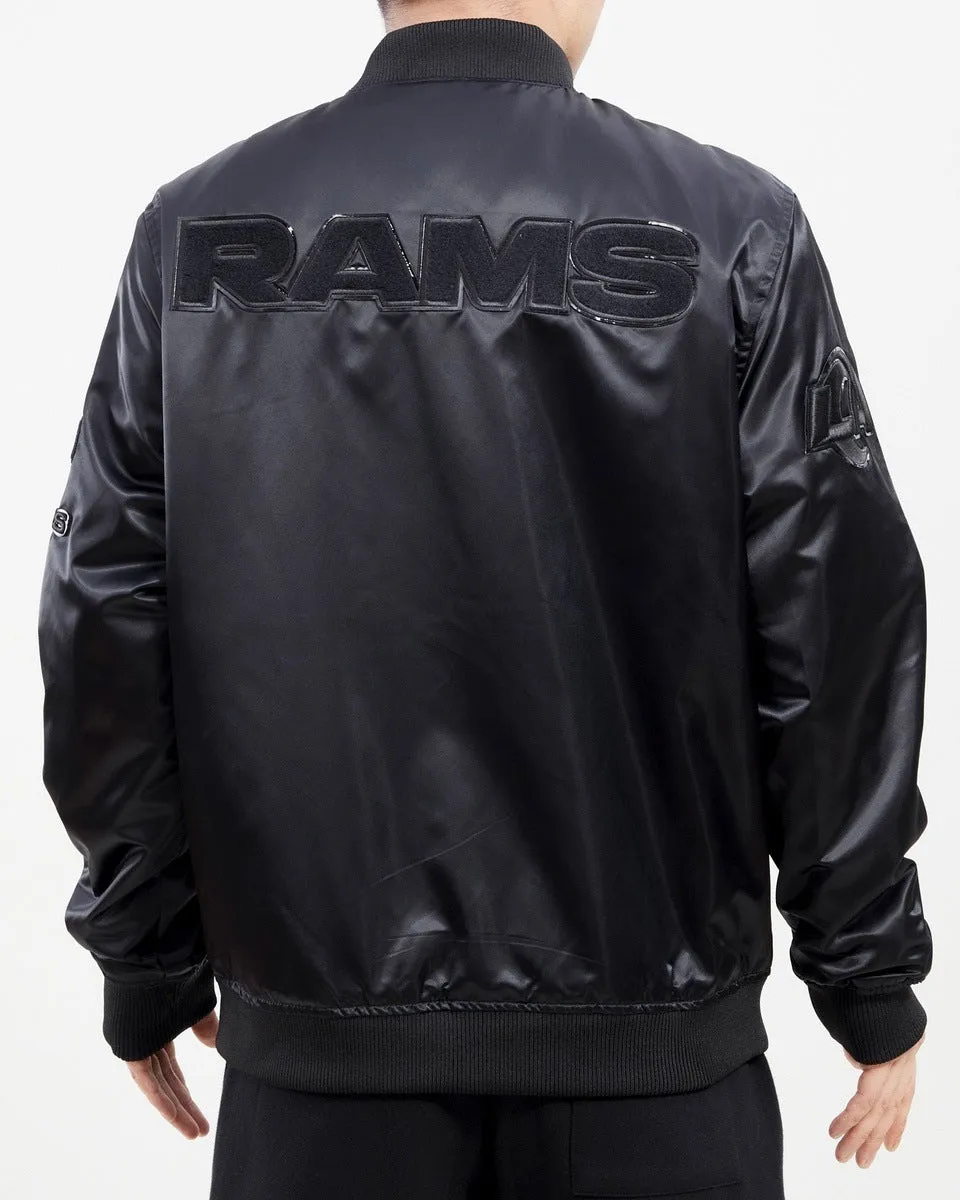 NFL LOS ANGELES RAMS TRIPLE BLACK MEN'S SATIN JACKET (TRIPLE BLACK)