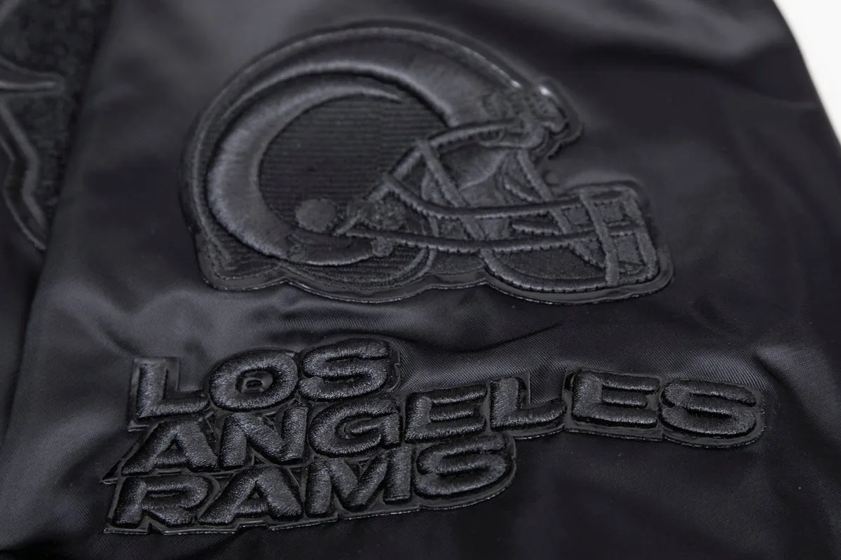 NFL LOS ANGELES RAMS TRIPLE BLACK MEN'S SATIN JACKET (TRIPLE BLACK)