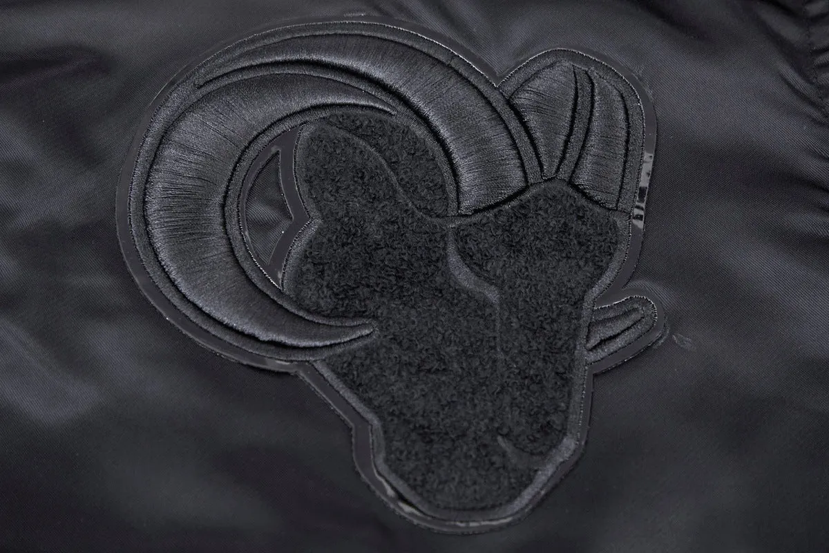 NFL LOS ANGELES RAMS TRIPLE BLACK MEN'S SATIN JACKET (TRIPLE BLACK)