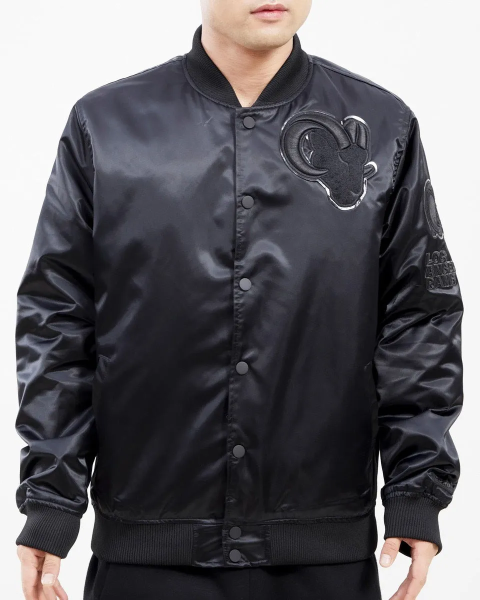 NFL LOS ANGELES RAMS TRIPLE BLACK MEN'S SATIN JACKET (TRIPLE BLACK)