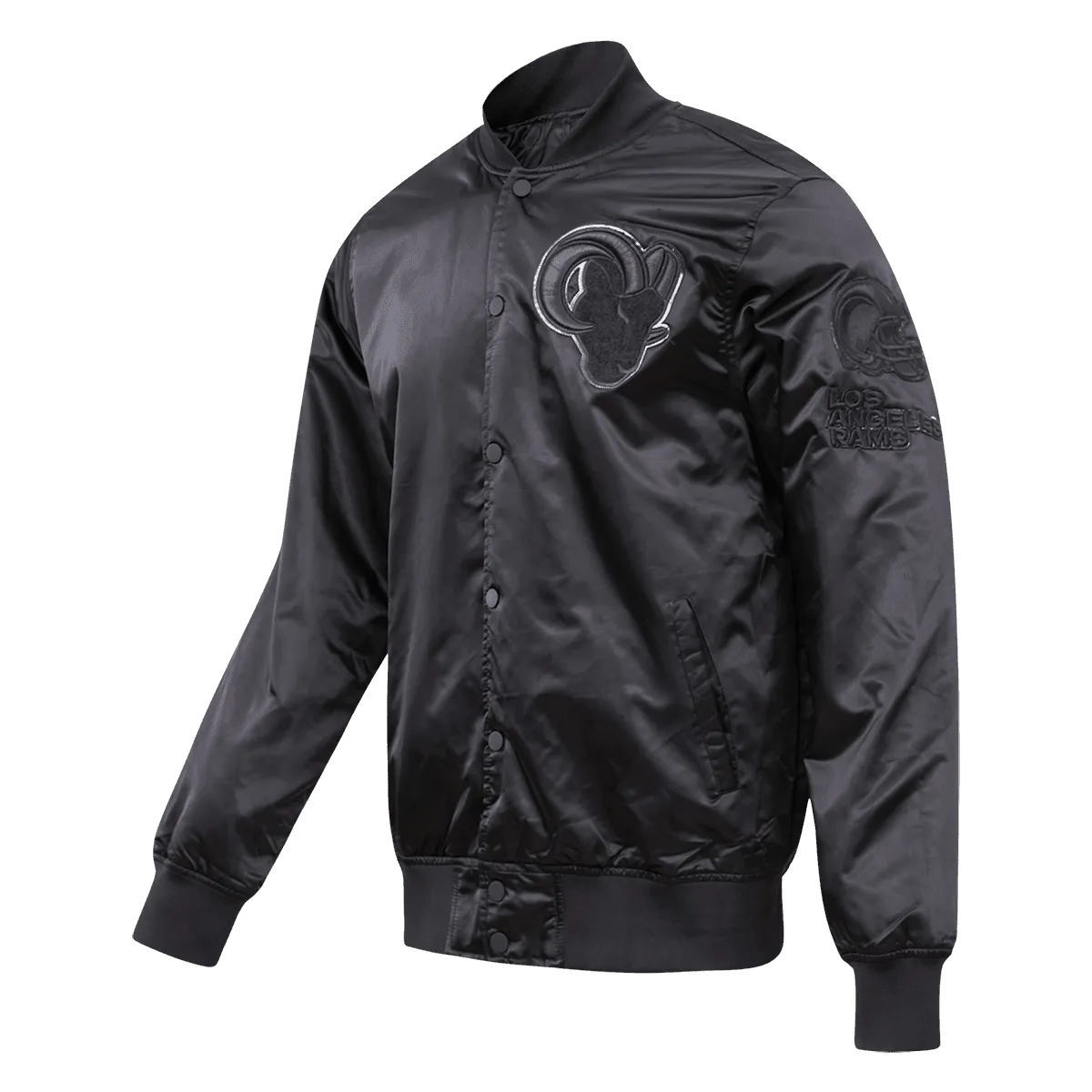 NFL LOS ANGELES RAMS TRIPLE BLACK MEN'S SATIN JACKET (TRIPLE BLACK)