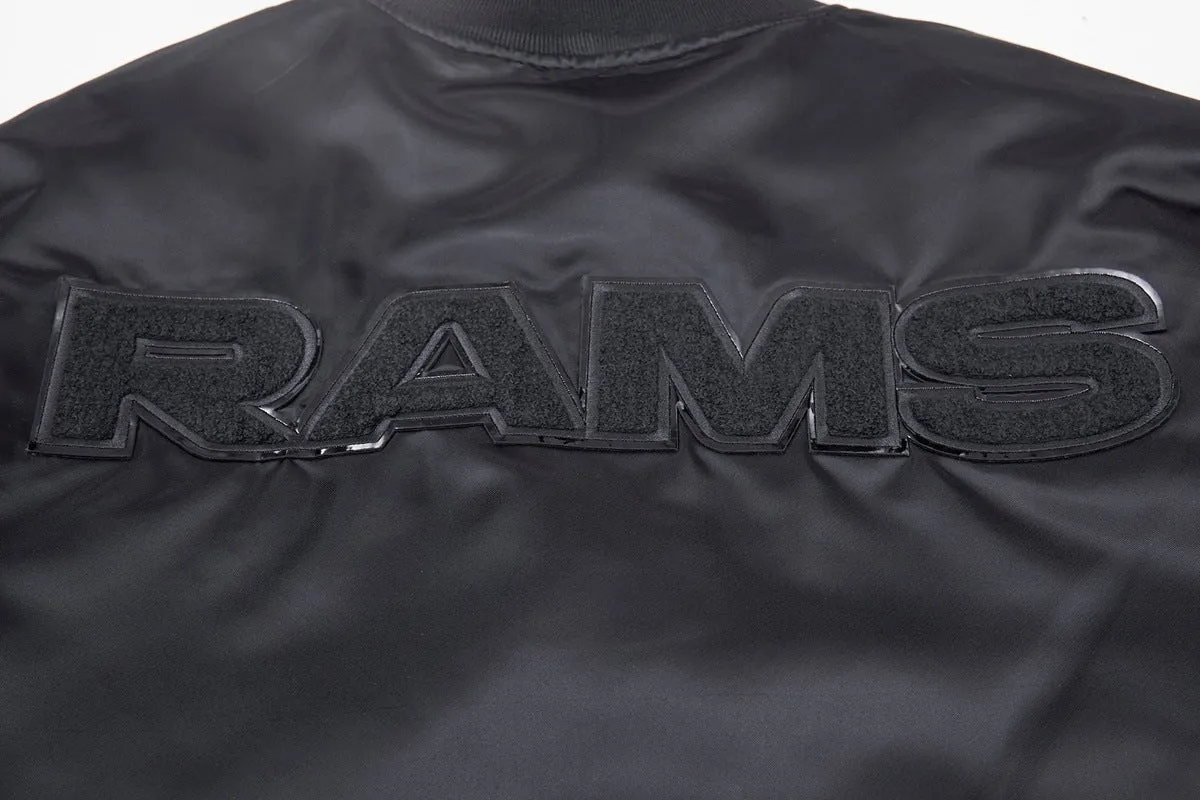 NFL LOS ANGELES RAMS TRIPLE BLACK MEN'S SATIN JACKET (TRIPLE BLACK)
