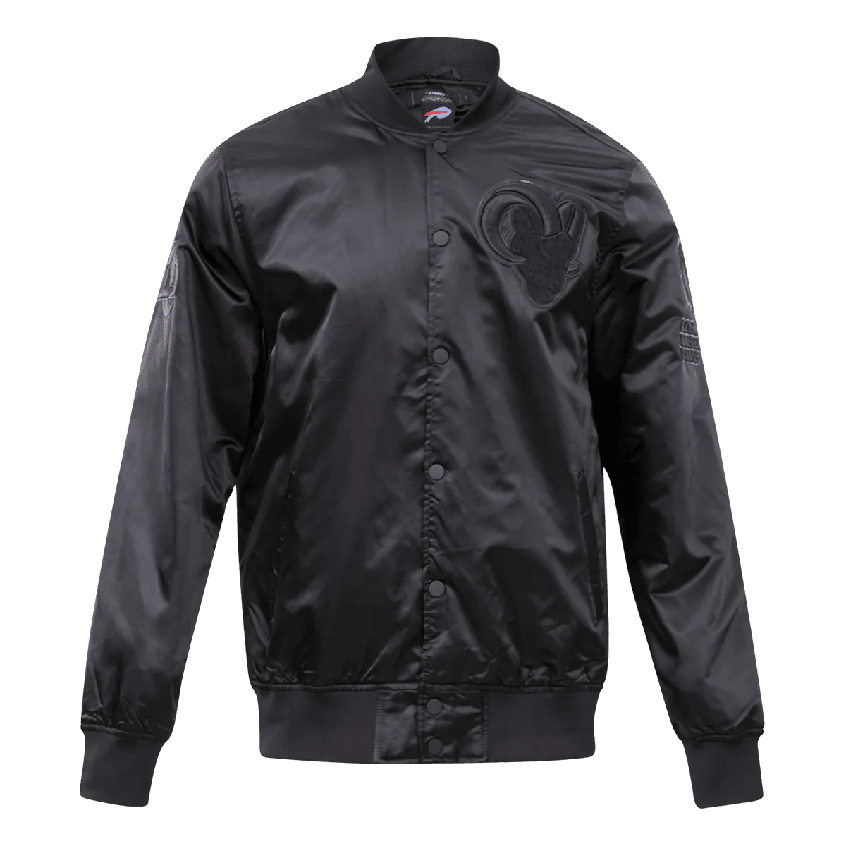 NFL LOS ANGELES RAMS TRIPLE BLACK MEN'S SATIN JACKET (TRIPLE BLACK)