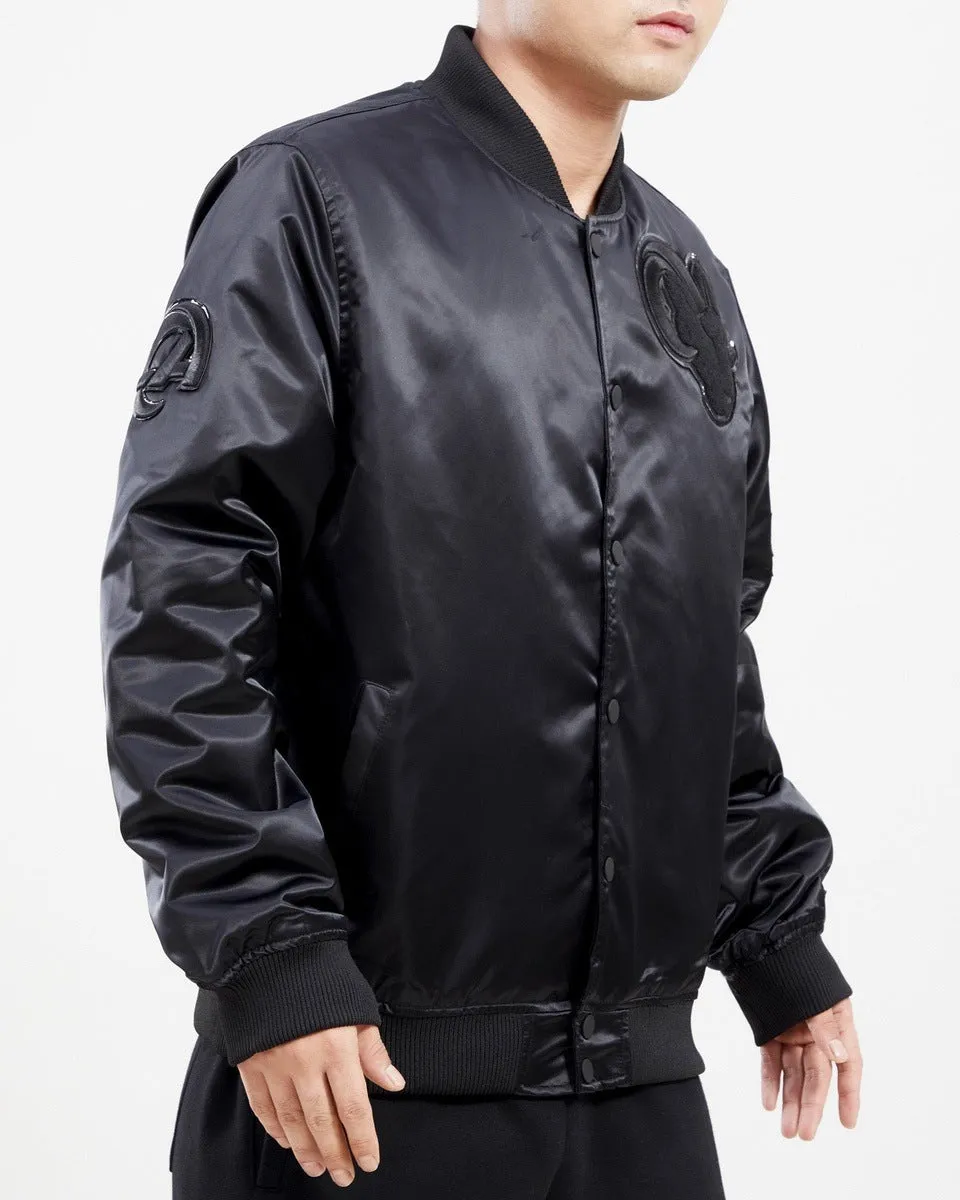 NFL LOS ANGELES RAMS TRIPLE BLACK MEN'S SATIN JACKET (TRIPLE BLACK)
