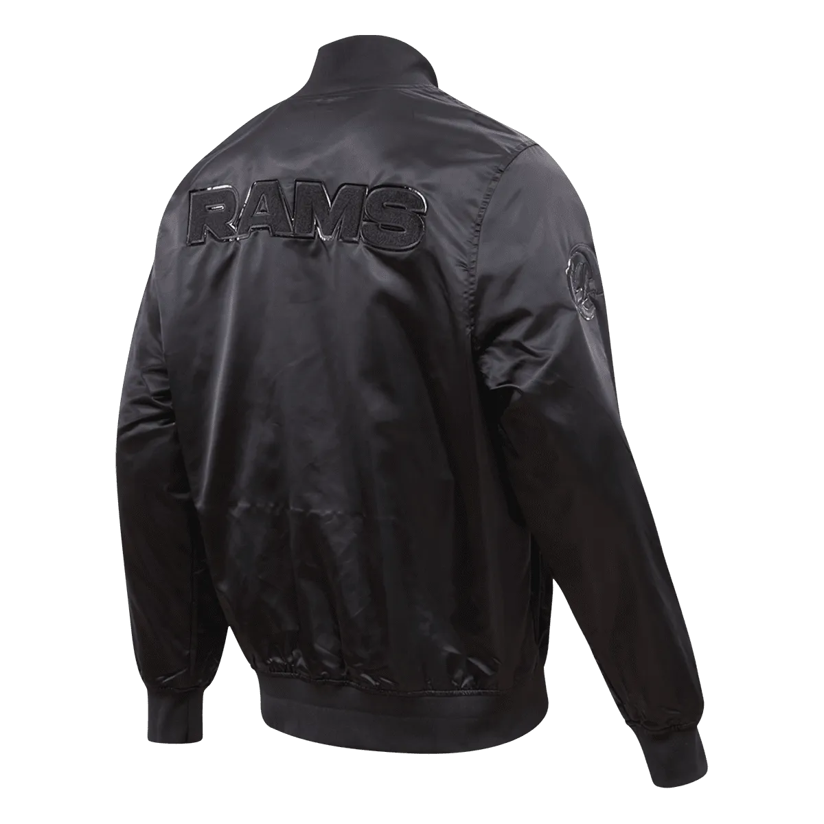 NFL LOS ANGELES RAMS TRIPLE BLACK MEN'S SATIN JACKET (TRIPLE BLACK)