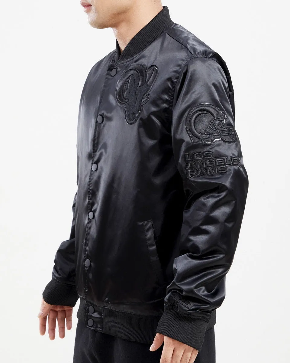 NFL LOS ANGELES RAMS TRIPLE BLACK MEN'S SATIN JACKET (TRIPLE BLACK)