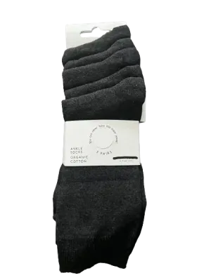 Plain Grey Cotton Socks 5-Pack (Size 9-11)