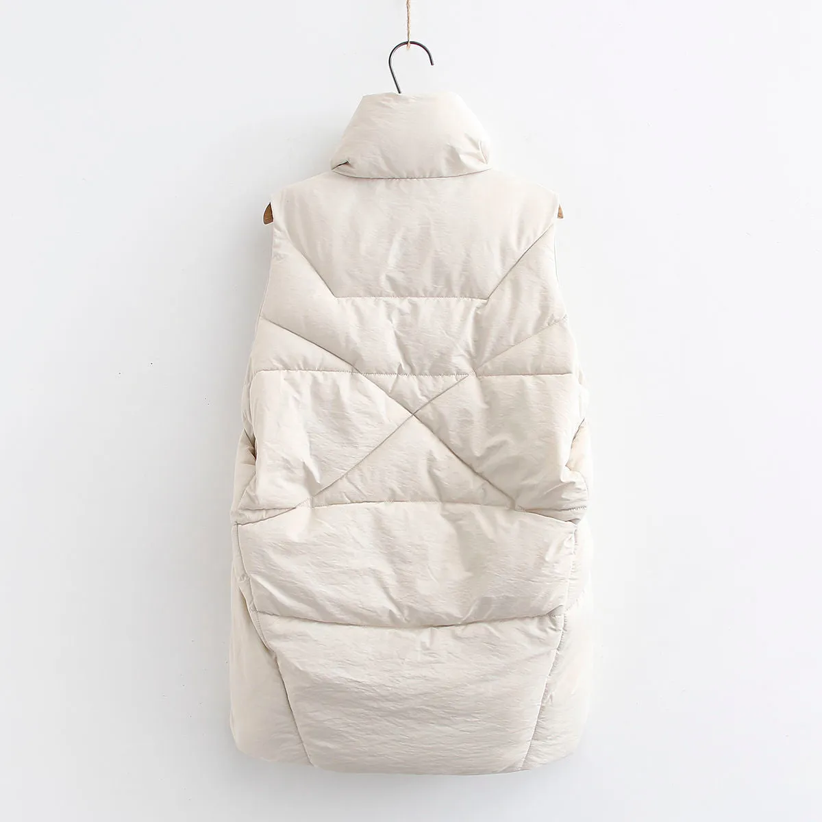 Plus size Winter Down Puffer Vest Women Casual All-match Sleeveless jacket Winter Long Bodywarm waistcoat Winter Sleeveless