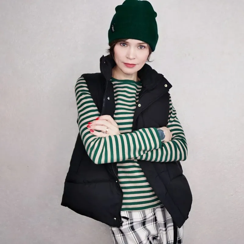 Plus size Winter Down Puffer Vest Women Casual All-match Sleeveless jacket Winter Long Bodywarm waistcoat Winter Sleeveless