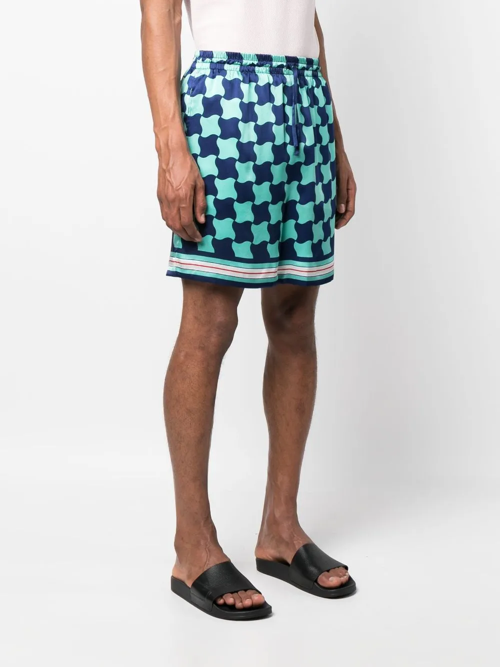 Pool Tile-print silk shorts